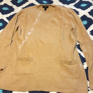 Vince Camel V-Neck Pocket Cashmere Blend Sweater